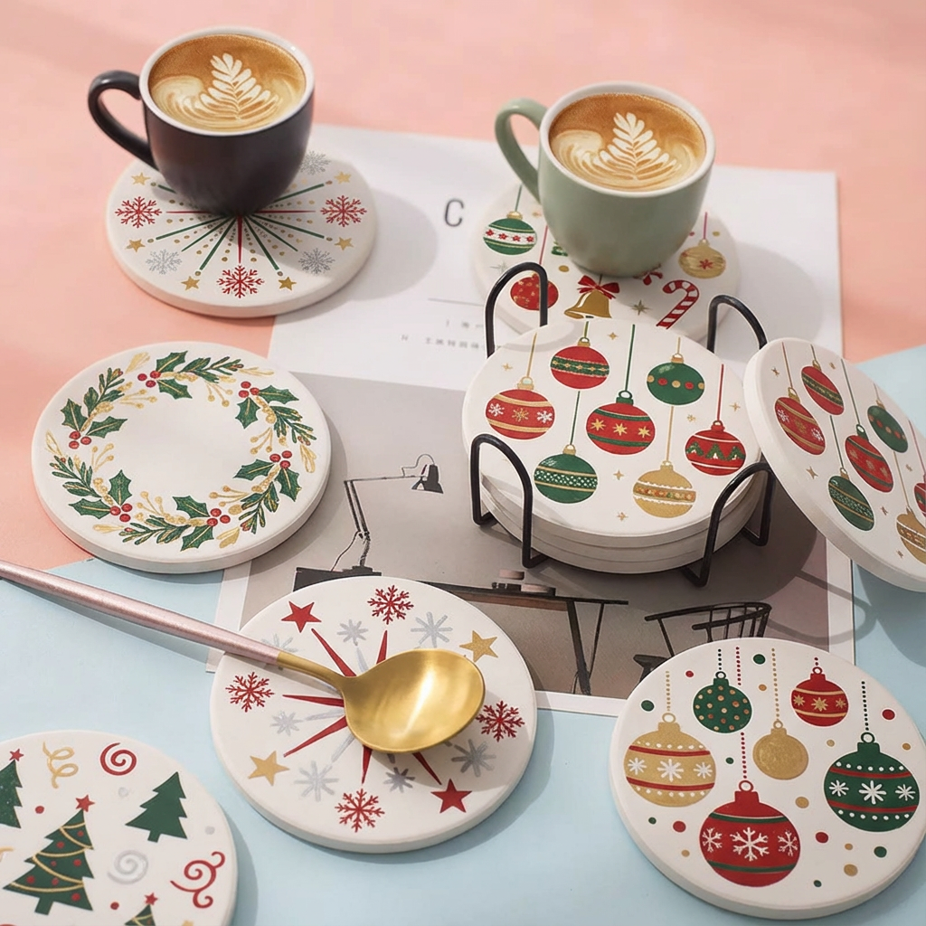 FestiveCharm Absorbent Stone Coaster