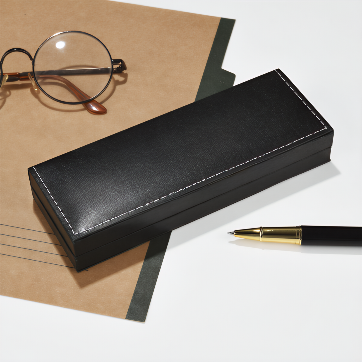 ElegantLeather Pen Box