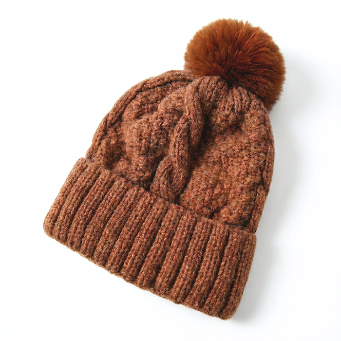 WarmWeave Pom Beanie