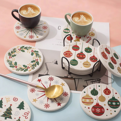 FestiveCharm Absorbent Stone Coaster